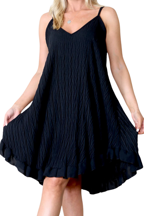 CATHY Crinkle Dress - Black