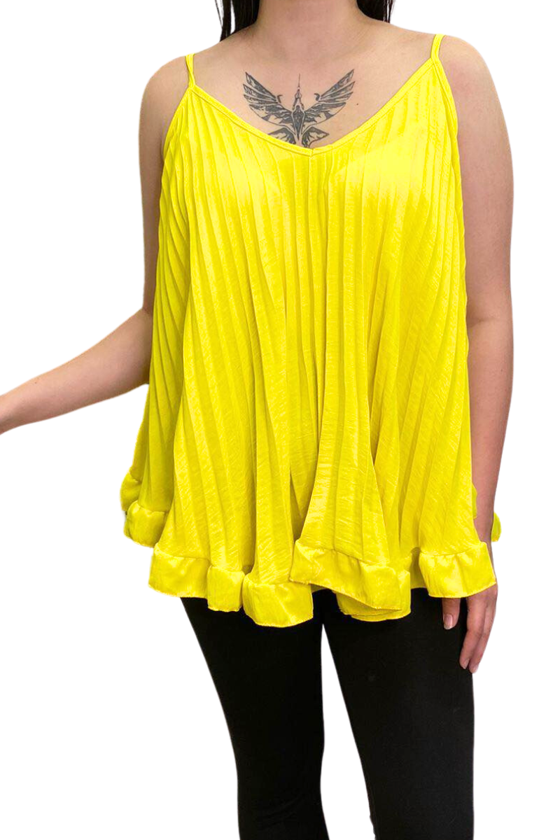 CHRISSY Pleated Vest Top - Yellow