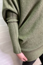 ELIZABETH Asymmetric Knitted Jumper - Khaki