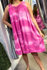 GIANA Crochet Tie-Dye Dress - Fuchsia