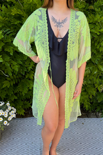 CHANEL Crochet Lace Kimono - Lime Green