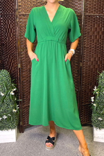 JODIE Plain Pocket Dress - Jade Green
