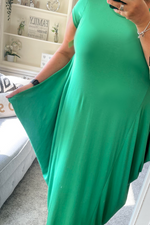 JUSTINE Plain Parachute Dress - Jade Green
