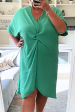 MANDY Plain Knot Detail Dress - Jade Green