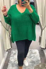 TILLY Open Knit Oversized Jumper - Jade Green