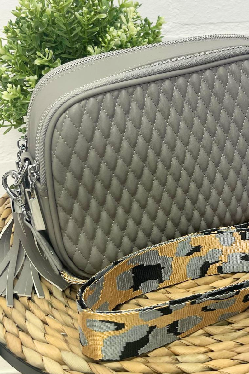 ZOLA Quilted Crossbody Bag - Grey