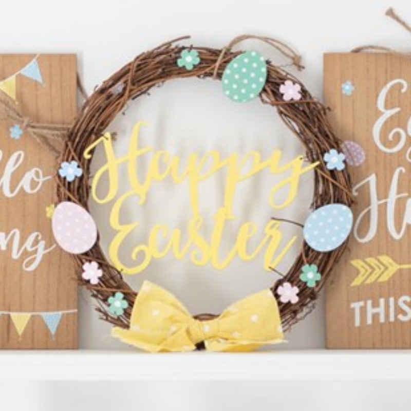 'Happy Easter' Willow Wreath
