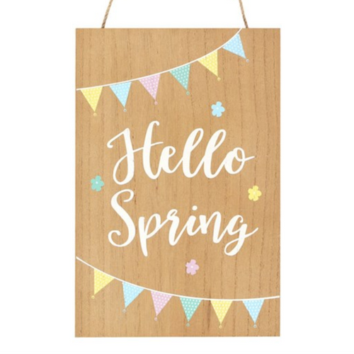 'Hello Spring' Hanging Sign