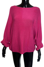 JOSIE Frill Sleeve Knit Top - Fuchsia