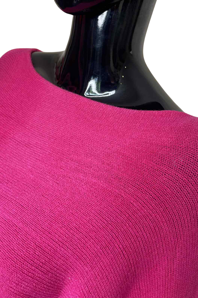 JOSIE Frill Sleeve Knit Top - Fuchsia