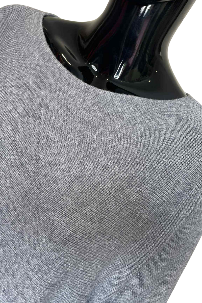 JOSIE Frill Sleeve Knit Top - Grey