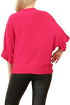 JOSIE Frill Sleeve Knit Top - Fuchsia