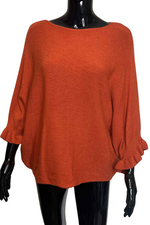 JOSIE Frill Sleeve Knit Top - Burnt Orange
