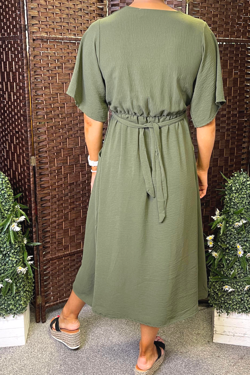 JODIE Plain Pocket Dress - Khaki