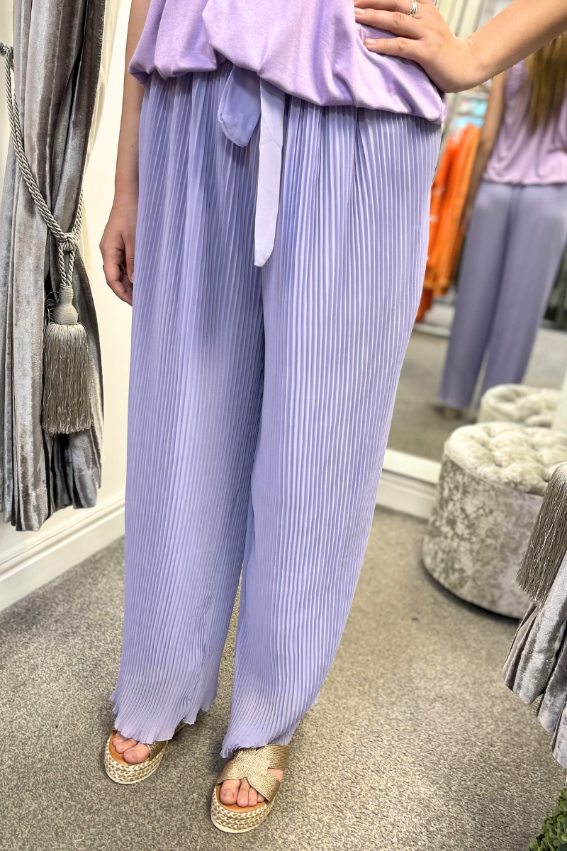 SOPHIE Pleated Palazzo Trousers - Lilac