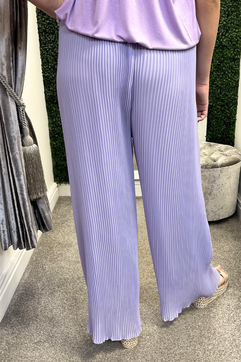 SOPHIE Pleated Palazzo Trousers - Lilac