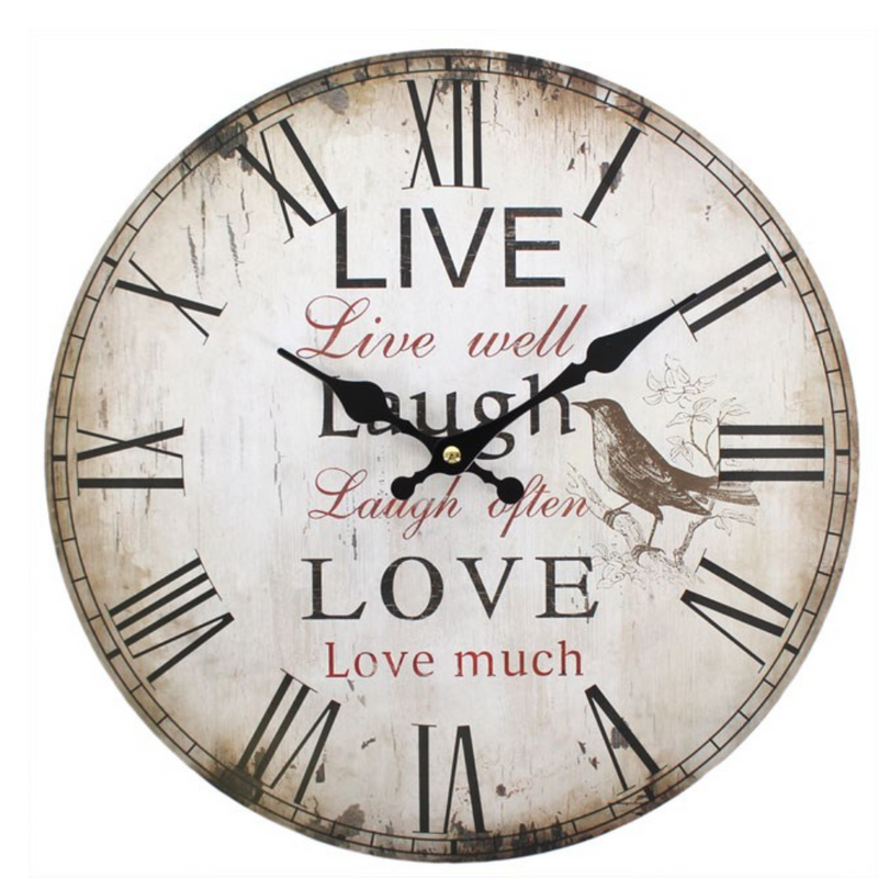 Rustic Effect 'Live Well, Laugh Often' Wall Clock