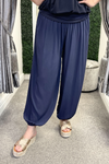DARIA Plain Harem Trousers - Navy