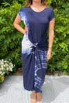 TESS Tie-Dye Parachute Dress - Navy