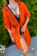 CHANEL Crochet Lace Kimono - Orange