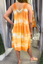 GIANA Crochet Tie-Dye Dress - Orange