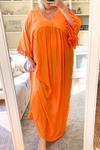 ISABELLA Oversized Frill Sleeve Dress - Orange (NO RETURNS)