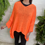 TILLY Open Knit Oversized Jumper - Orange
