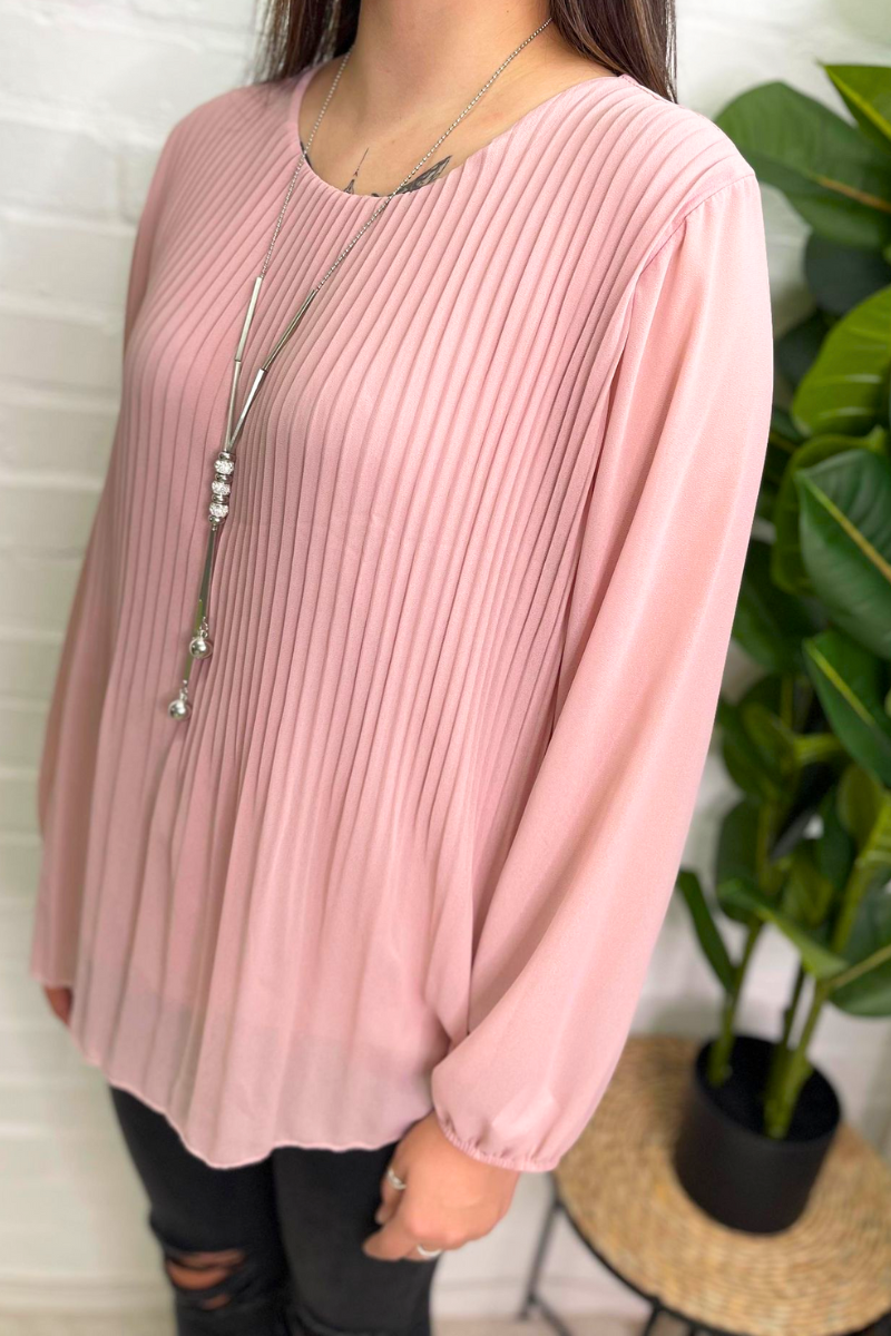 TONIA Pleated Top -Dusky Pink