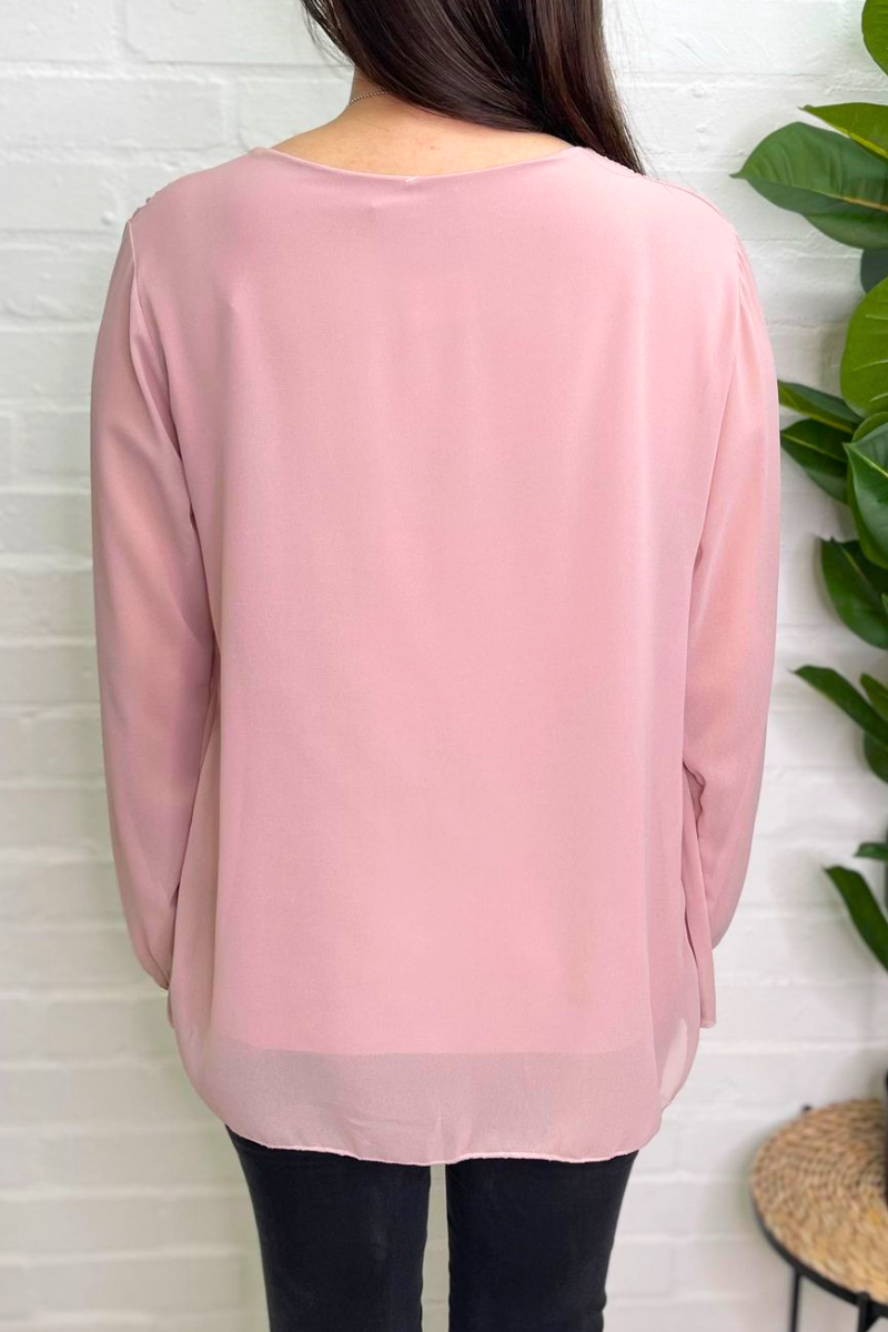 TONIA Pleated Top -Dusky Pink