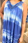 GIANA Crochet Tie-Dye Dress - Royal Blue