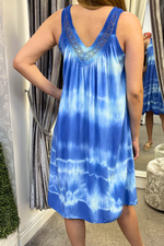GIANA Crochet Tie-Dye Dress - Royal Blue