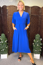JODIE Plain Pocket Dress - Royal Blue