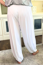 DARIA Plain Harem Trousers - White