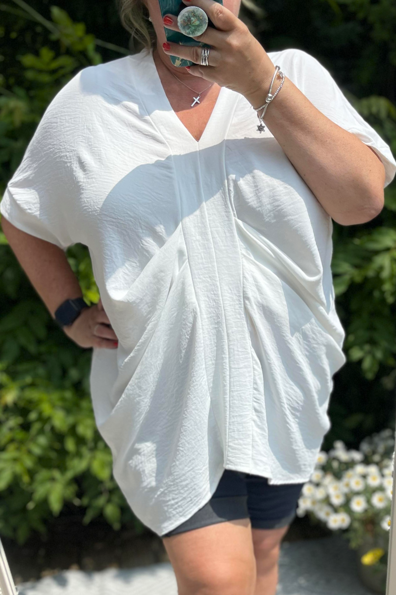 MARION Drape Detail Top - White