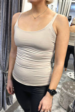 LAURIE Plain Vest Top - Beige