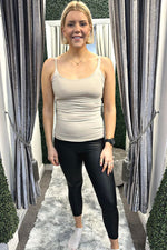 LAURIE Plain Vest Top - Beige