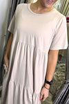 MELISSA Tiered Midi Dress - Beige