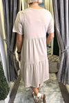 MELISSA Tiered Midi Dress - Beige