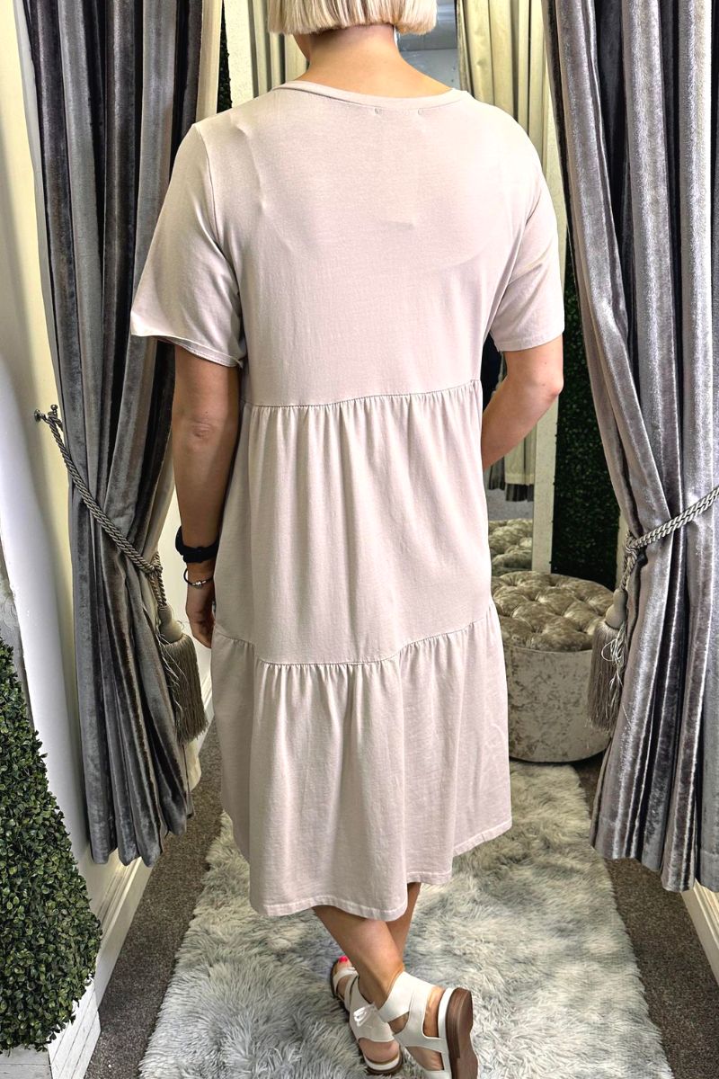 MELISSA Tiered Midi Dress - Beige