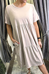 MELISSA Tiered Midi Dress - Beige