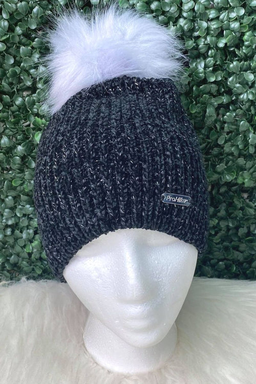 DONNA Glitter Chenille Hat - Black
