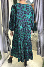 AUDREY Animal Print Dress - Green (NO RETURNS)