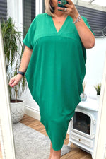 ANITA V Neck Dress - Jade Green