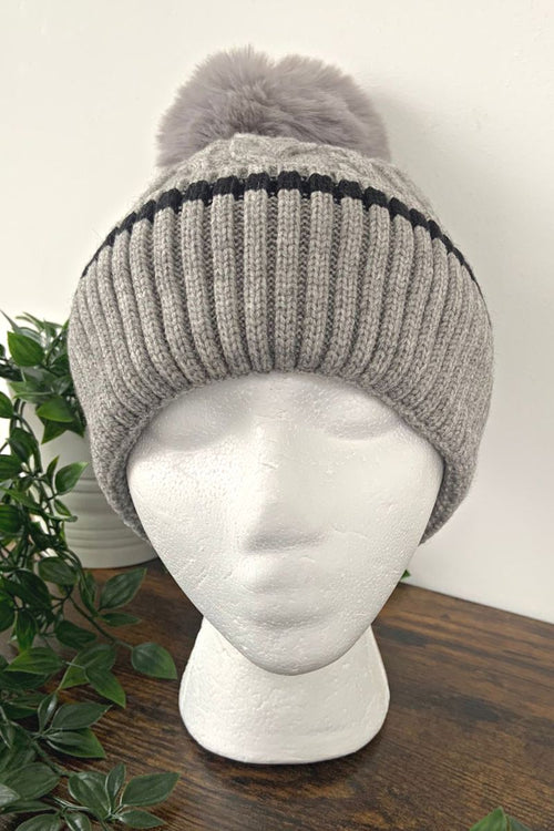 ELLA Cable Knit Hat - Grey