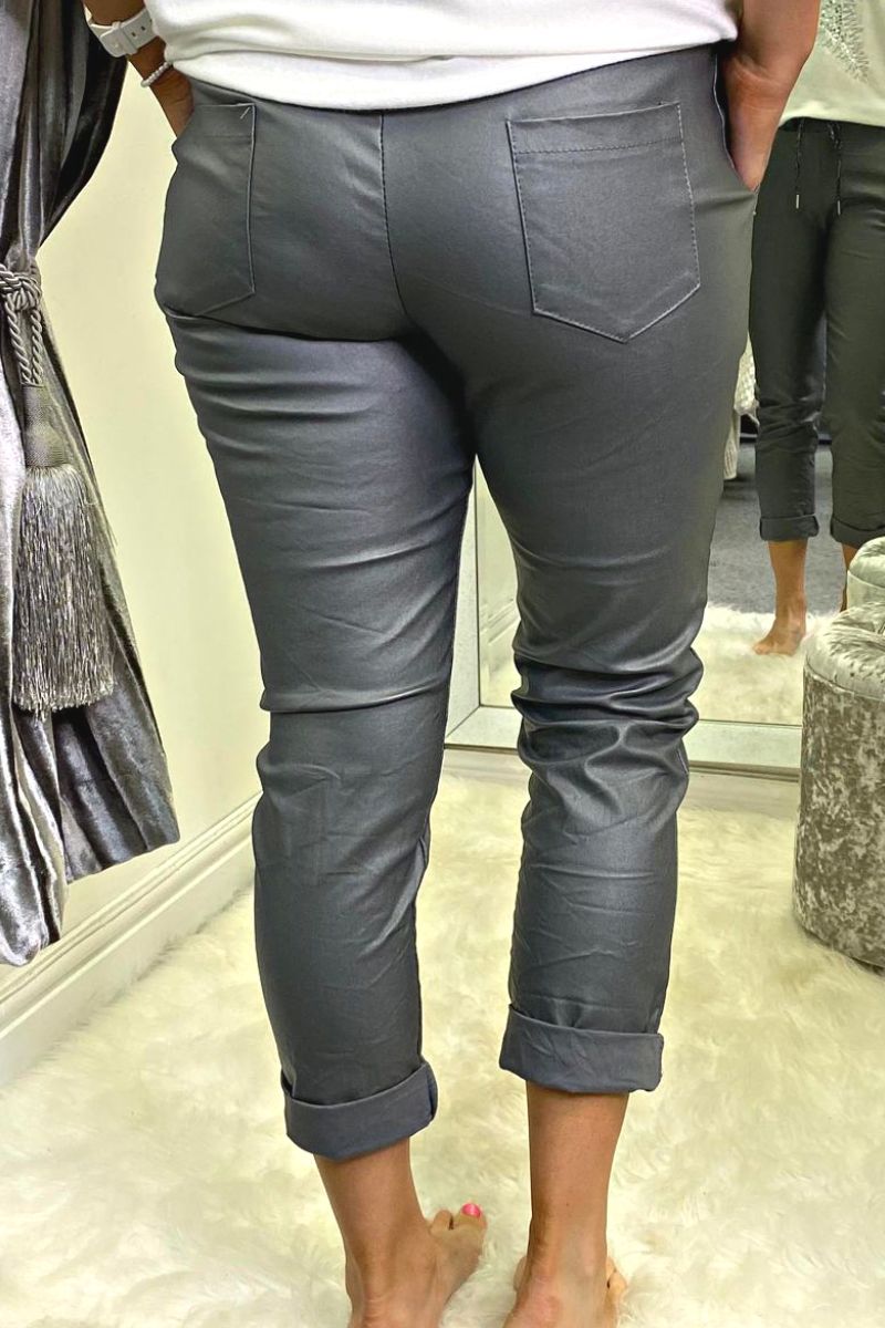 MABEL PU Magic Trousers - Grey