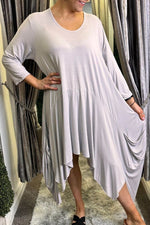 STACEY Oversized Asymmetric Hem Top - Grey