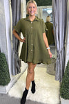 JADYN Plain Pleated Shirt  - Khaki