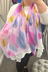 Lilac Leaf Print Silk Scarf - F149