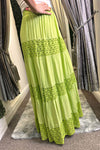 AGNES Crochet Detail Skirt - Lime Green
