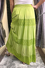 AGNES Crochet Detail Skirt - Lime Green